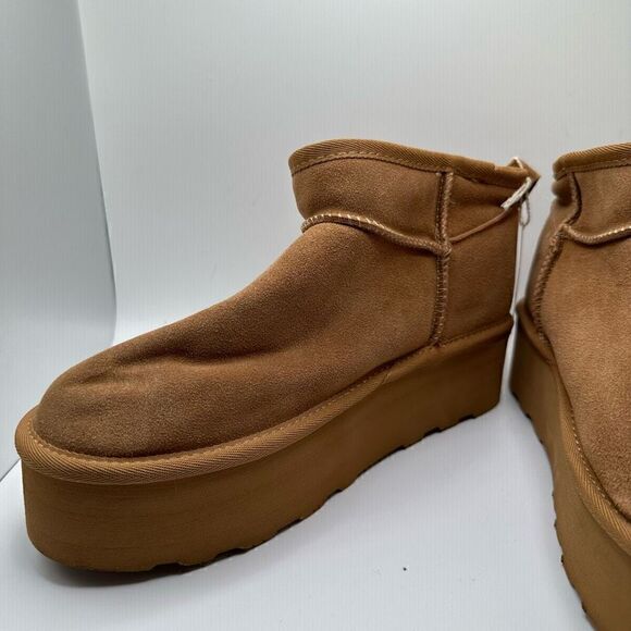 CUSHIONAIRE Women's Genuine Suede pull platform boot +Memory Foam 9 CHESTNUT - Picture 7 of 7